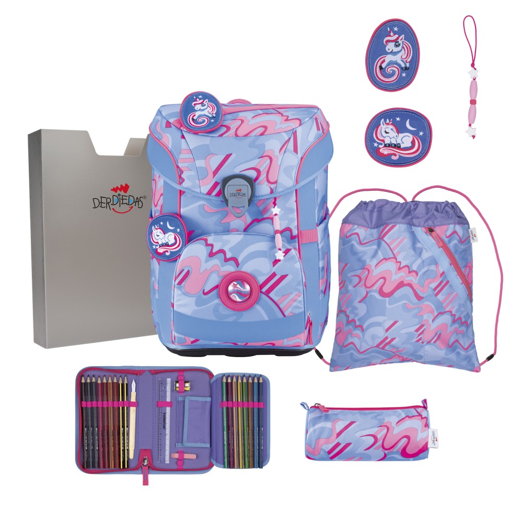 DerDieDas Schulranzen Easy mit Buttons Magic Unicorn